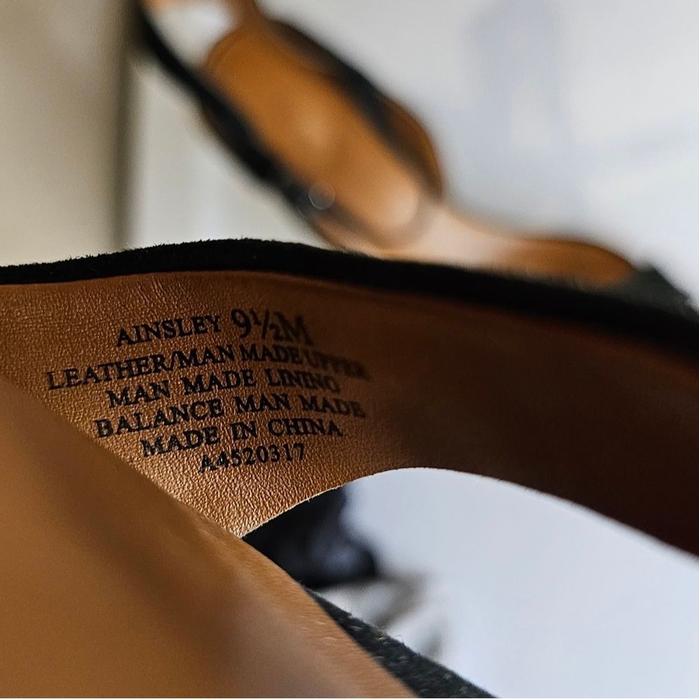 H by Halston Ainsley Black Suede Open Toe Sandal Heels Size 9.5 - Picture 5 of 6
